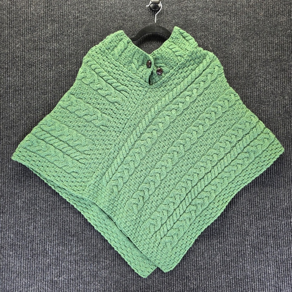 Aran Woollen Mills 100% Merino Wool Womens Poncho Sweater Irish Cape One Size